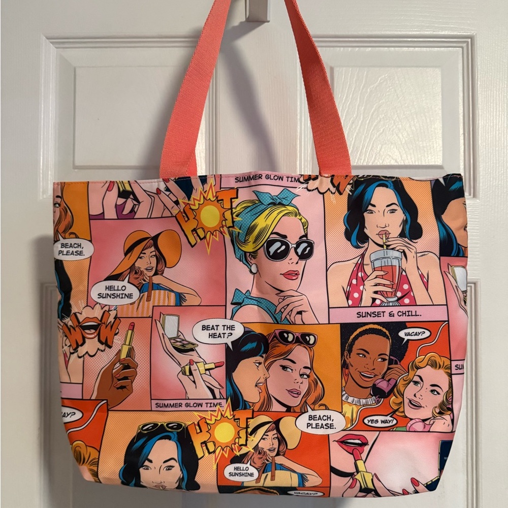Estée Lauder Summer Tote Bag Signature Comic Pop Style Limited Edition 17X13”